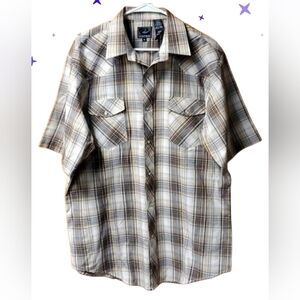 Roper Plaid Mens Pearl Button Down Short Sleeve, Size XL